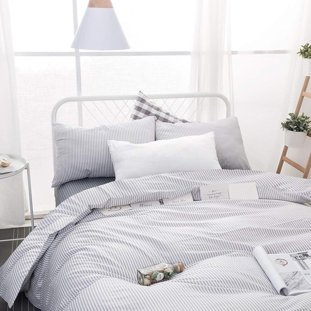 - Striped Comforter Set, 100% Cotton Fabric, Ticking Stripe